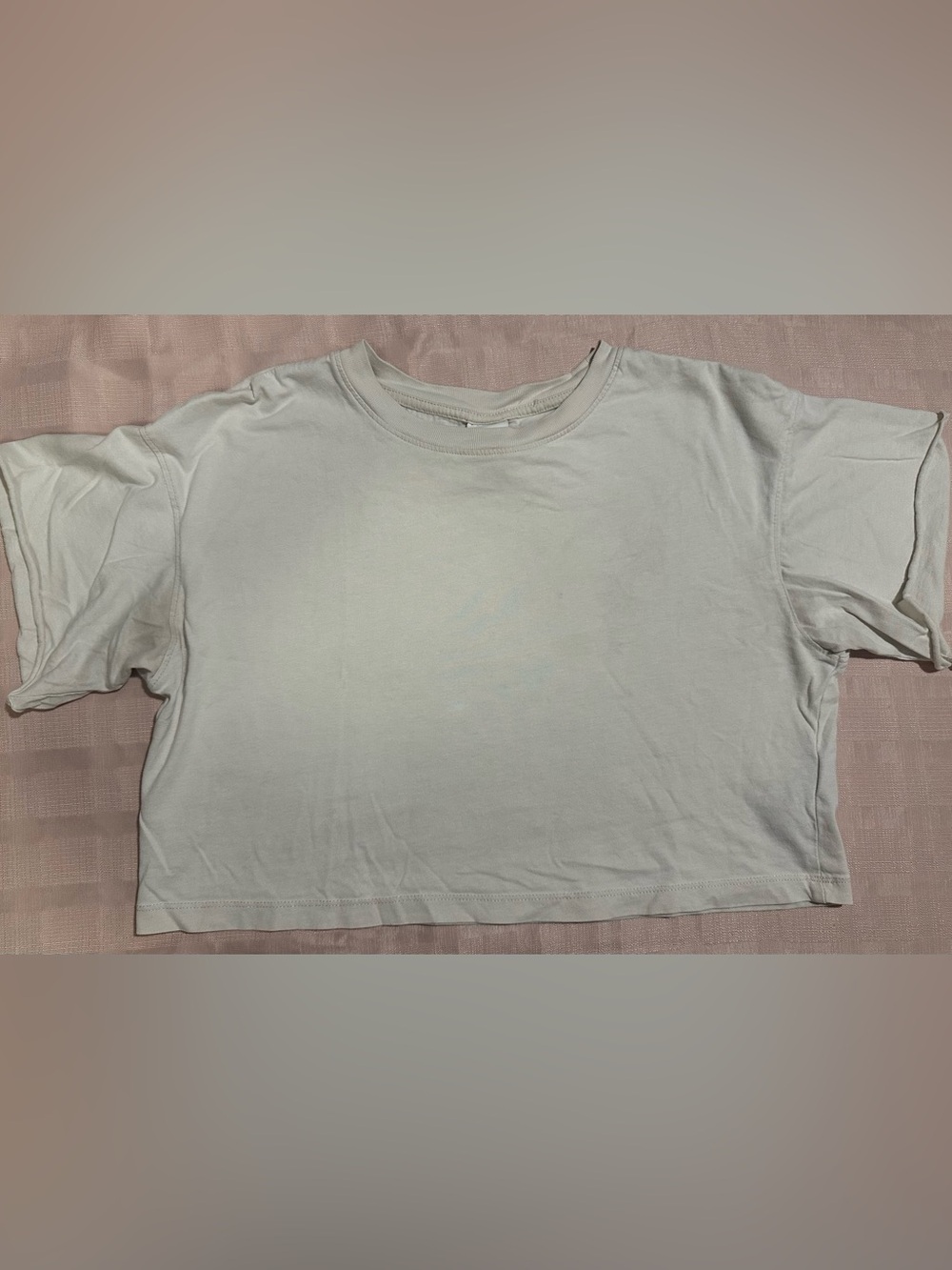 H&M Short Sleeve Crew Neck T-Shirt in Light Cream